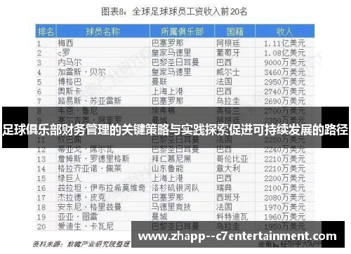 足球俱乐部财务管理的关键策略与实践探索促进可持续发展的路径